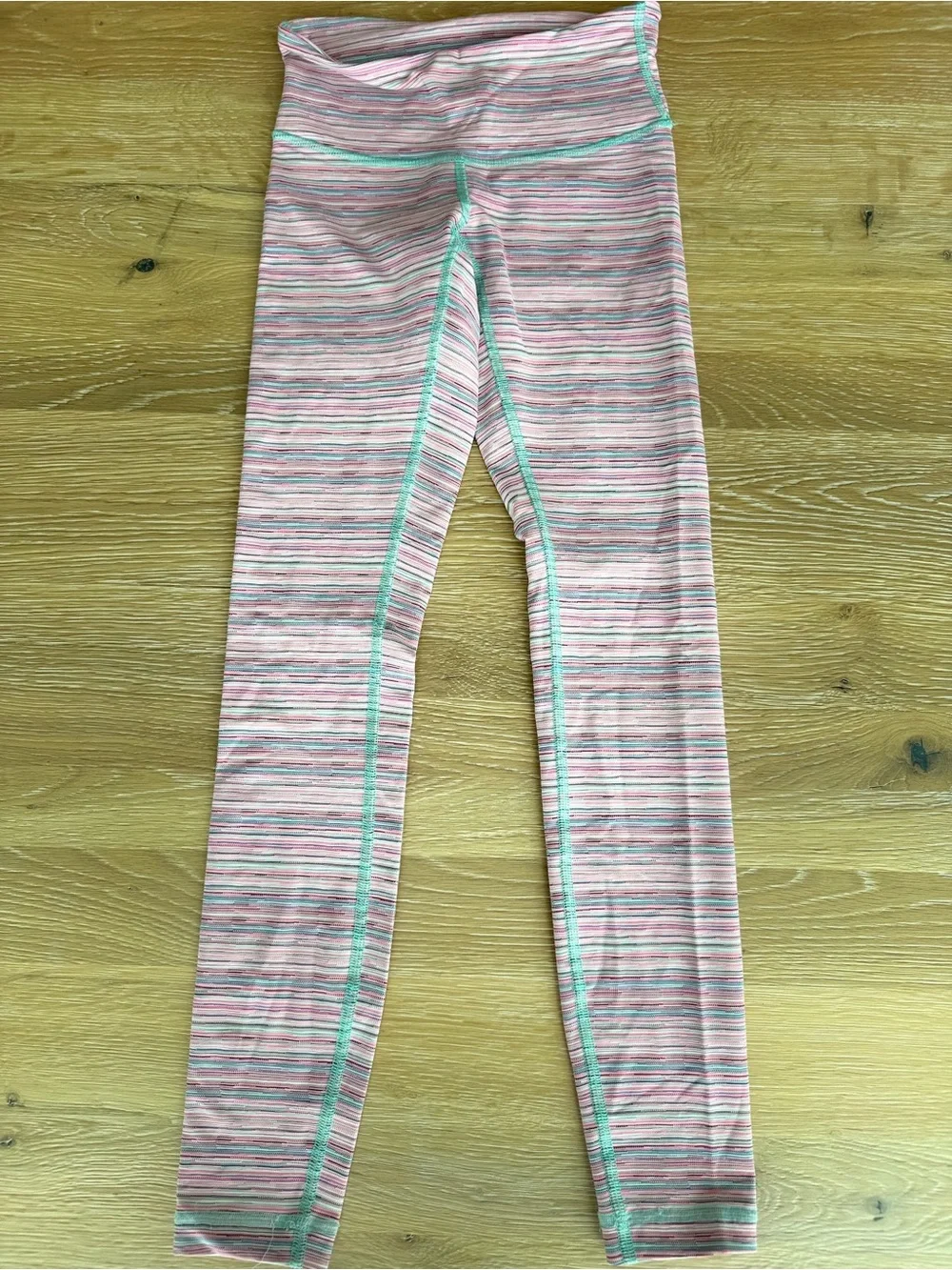 Lululemon Pink Space Dyed Leggings with Mint Trim Size 2